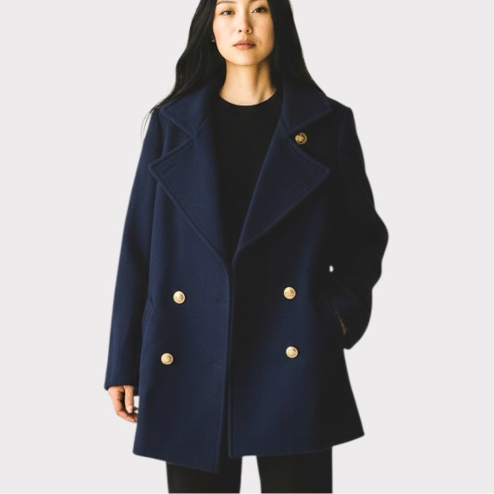 Vintage Wool Womens Navy Peabody House Peacoat Gold Button Size 3/4 - Picture 2 of 15